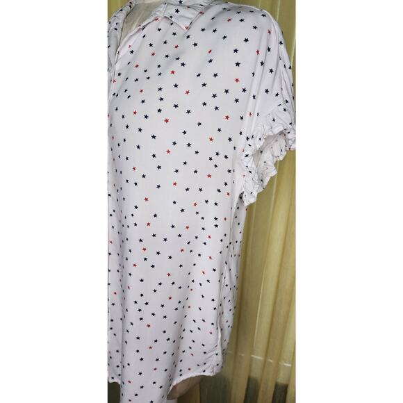 Beach Lunch Lounge Sleeveless Button Front Blouse Size XS‎ Stars - Picture 5 of 6